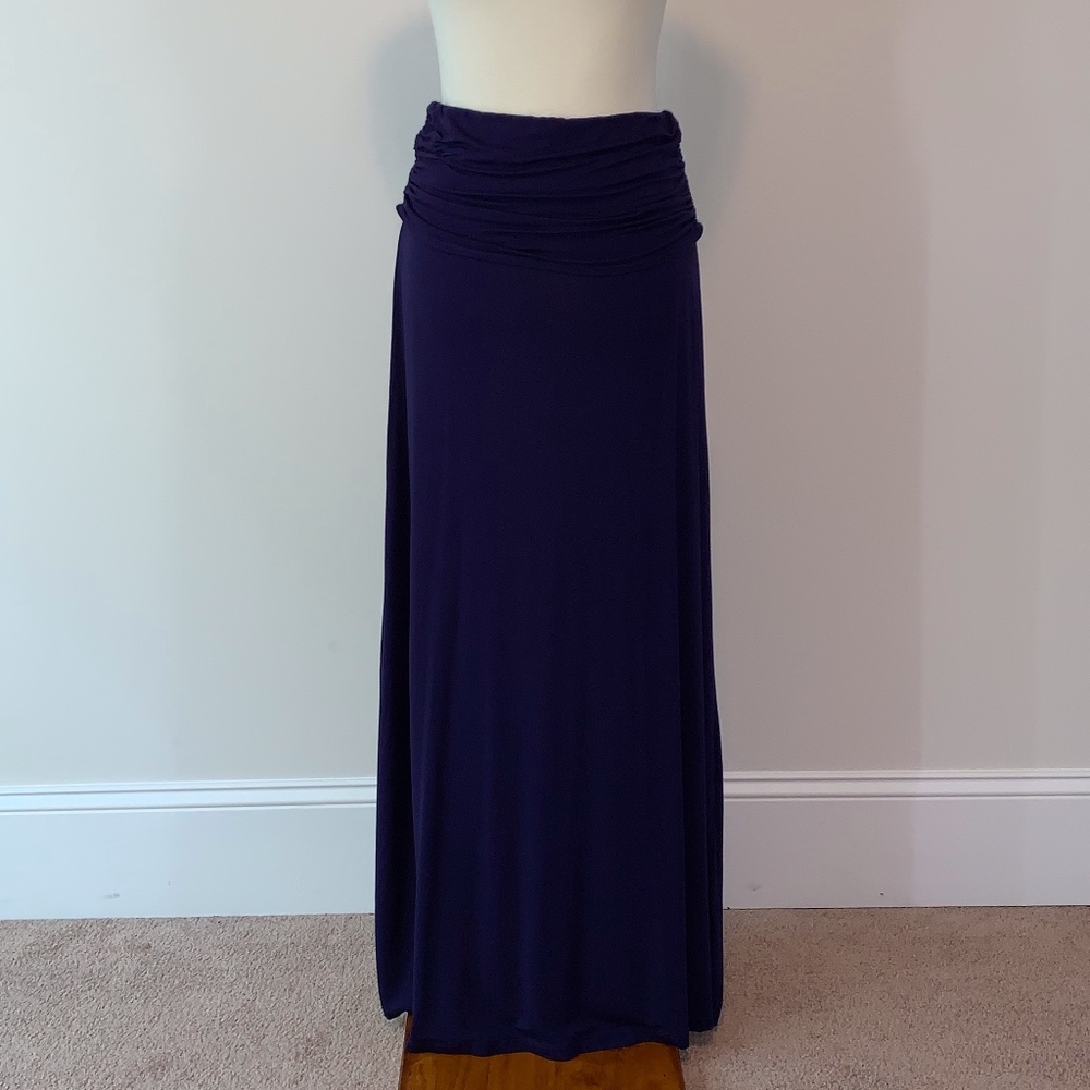 Women's Design History Long Blue/Navy Fold Over Waist Skirt Size Small